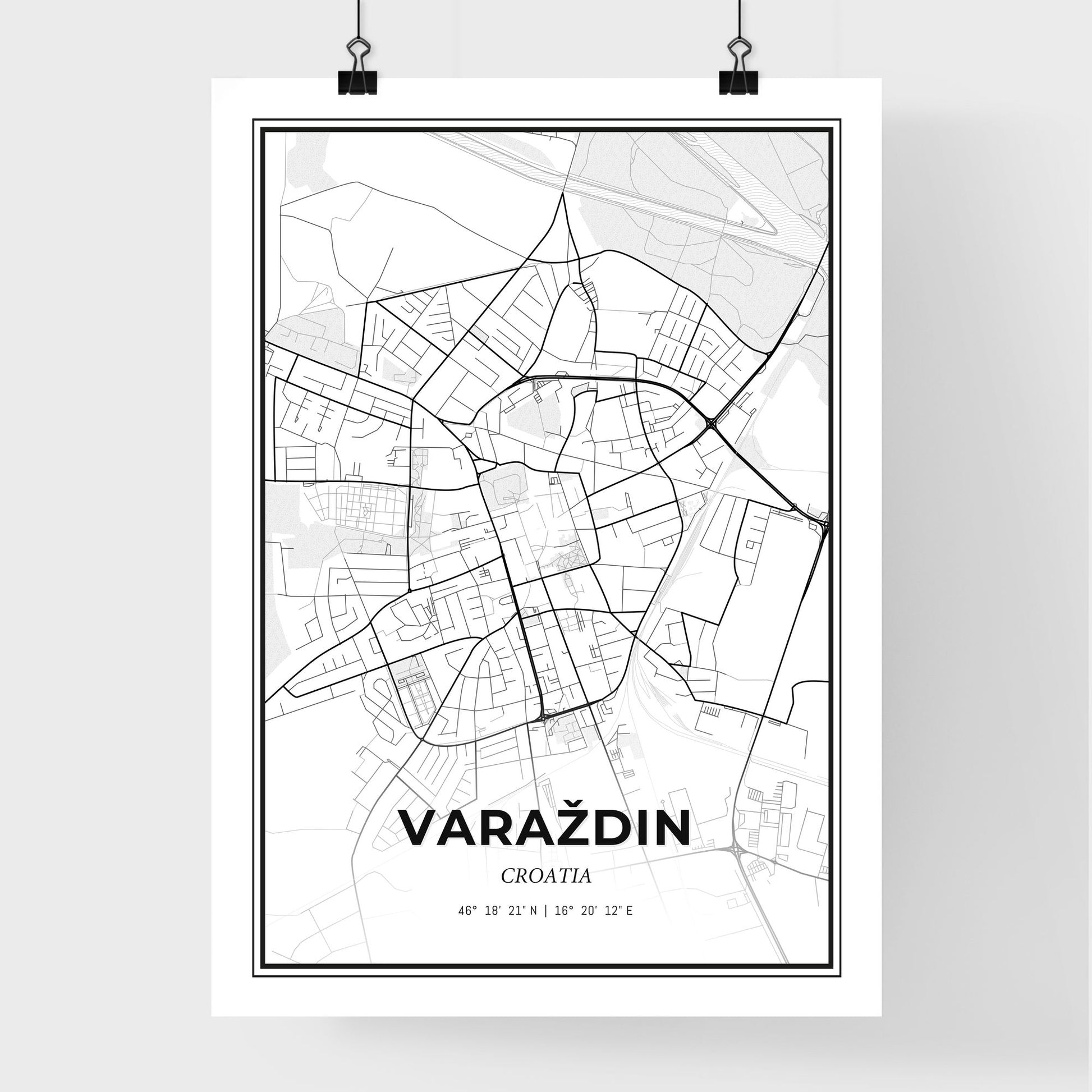 Varaždin  Croatia - Premium City Map Poster