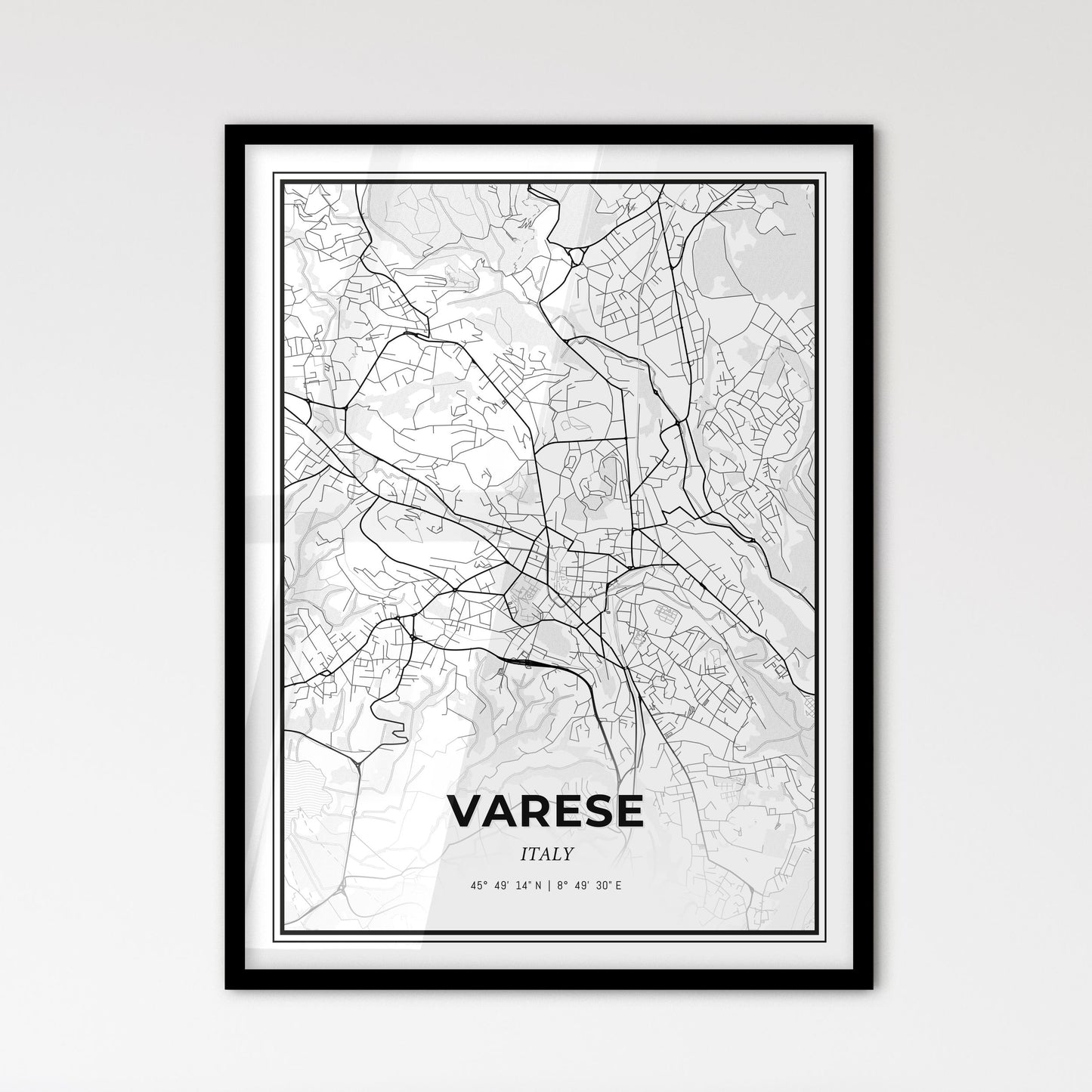 Varese Italy - Scandinavian Style City Map for Modern Home Decor