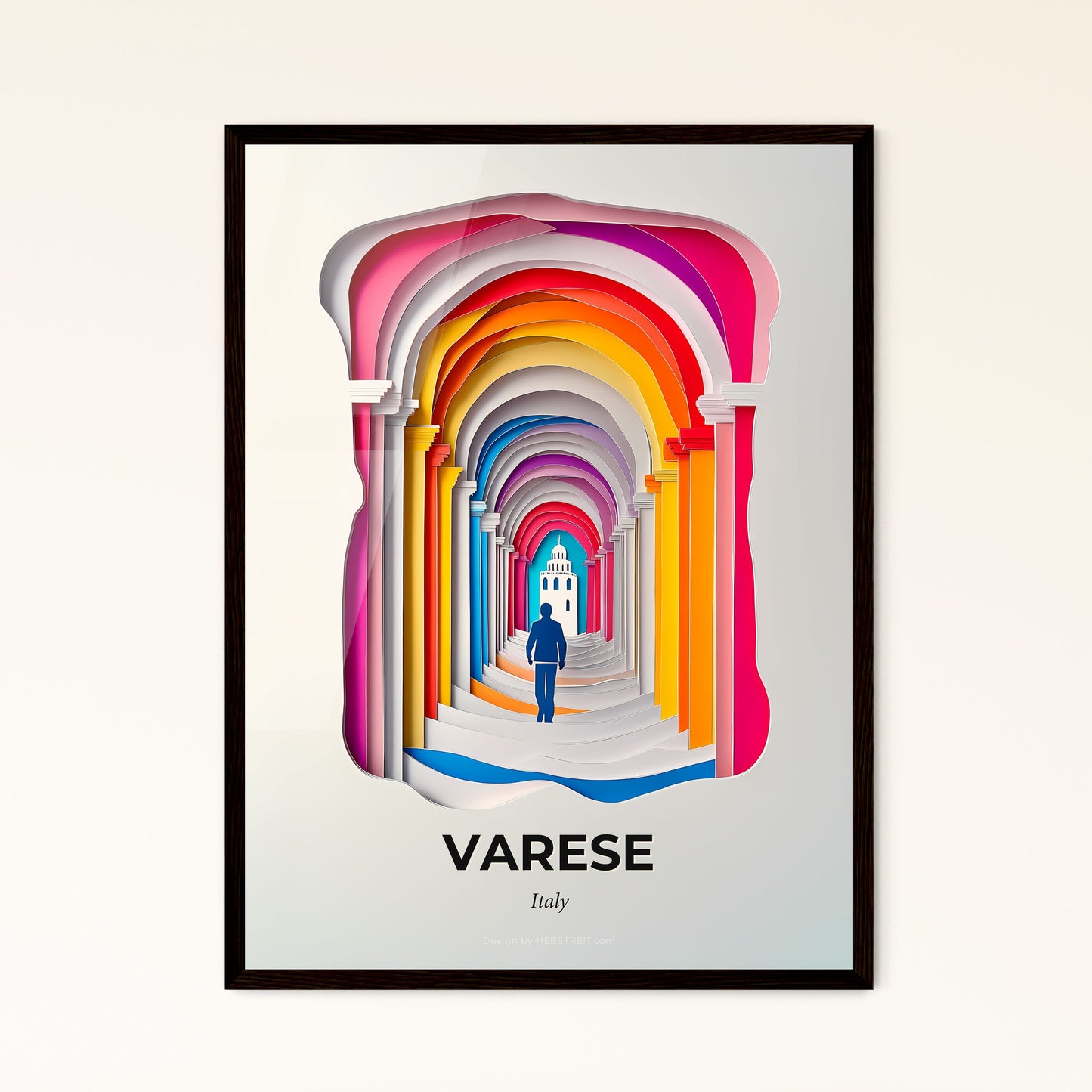 Vivid Varese, Italy - a man is walking through a tunnel of colored paper