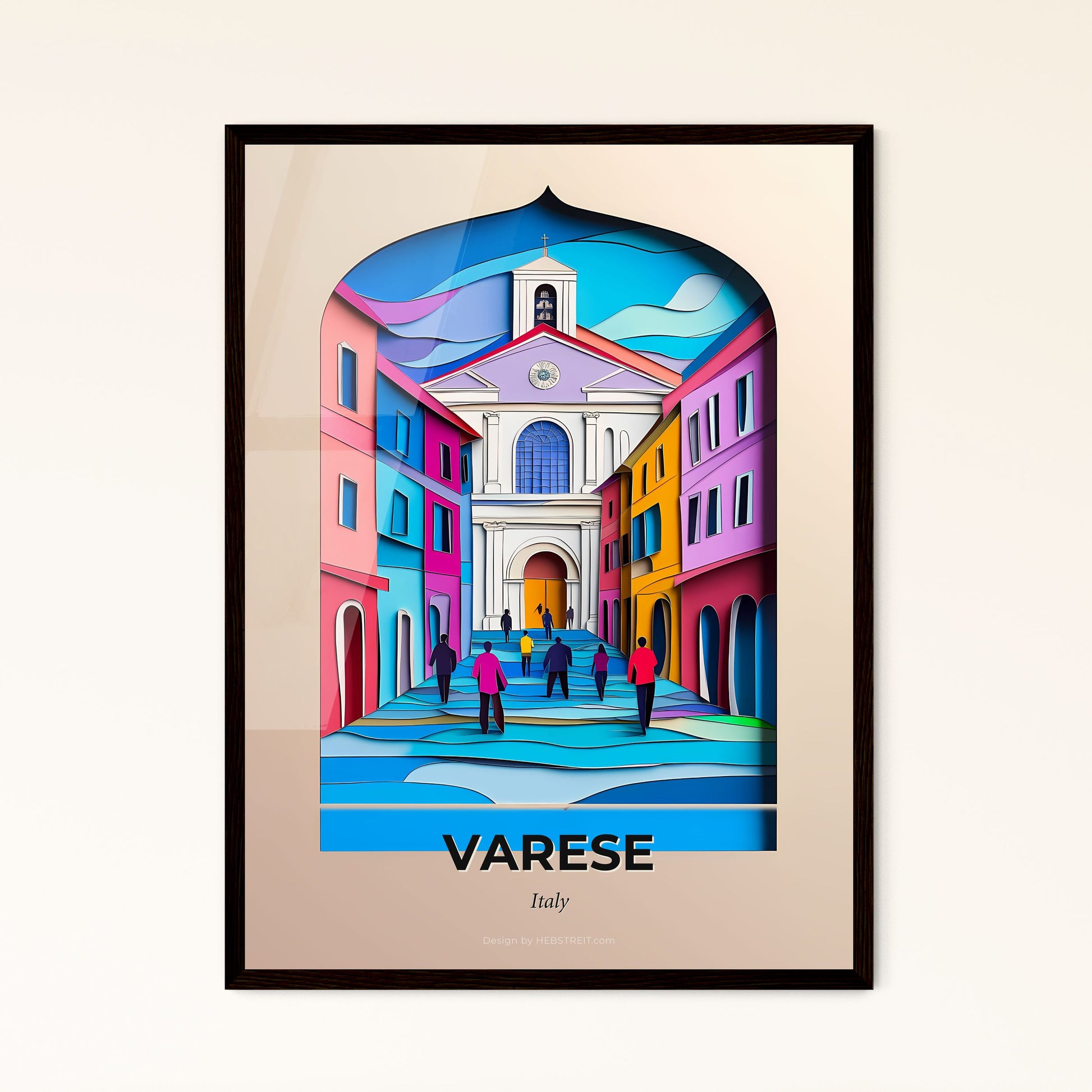 Vivid Varese, Italy - a paper cut of a city with a river