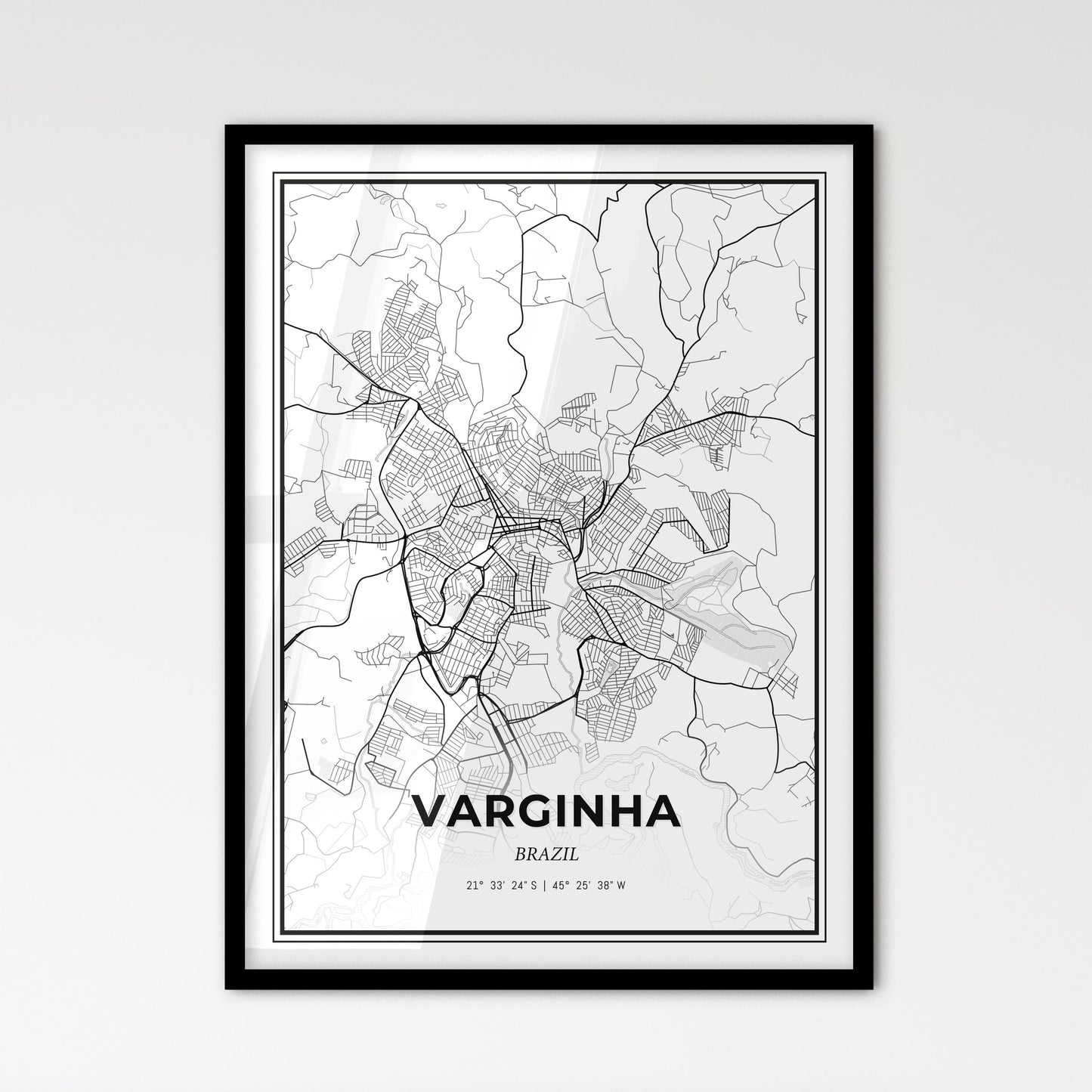 Varginha Brazil - Scandinavian Style City Map for Modern Home Decor