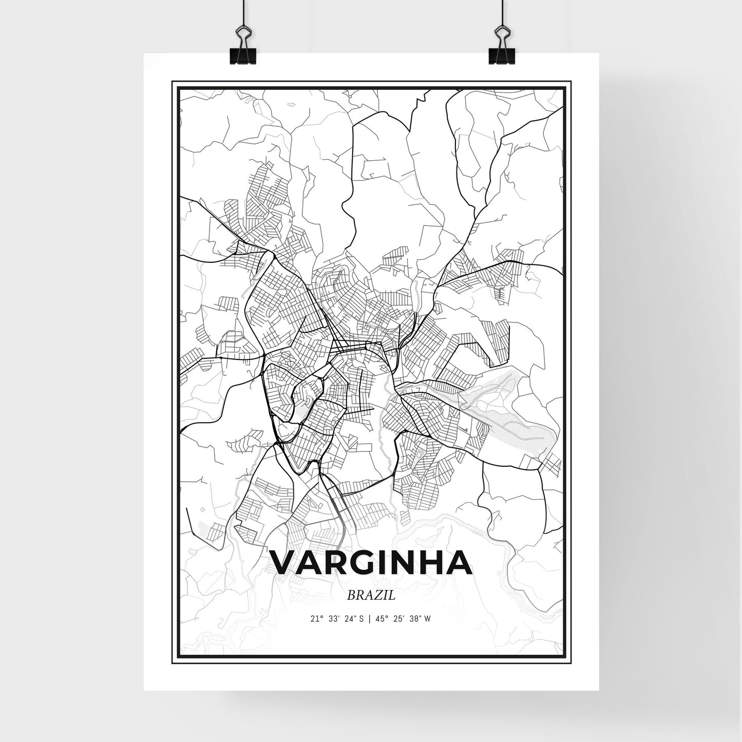 Varginha Brazil - Premium City Map Poster