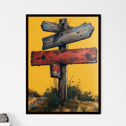 Eye-Catching Wooden Signpost Artwork With Vi - Framed Art Print