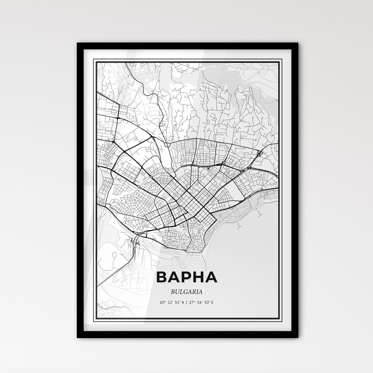 Varna Bulgaria - Scandinavian Style City Map for Modern Home Decor