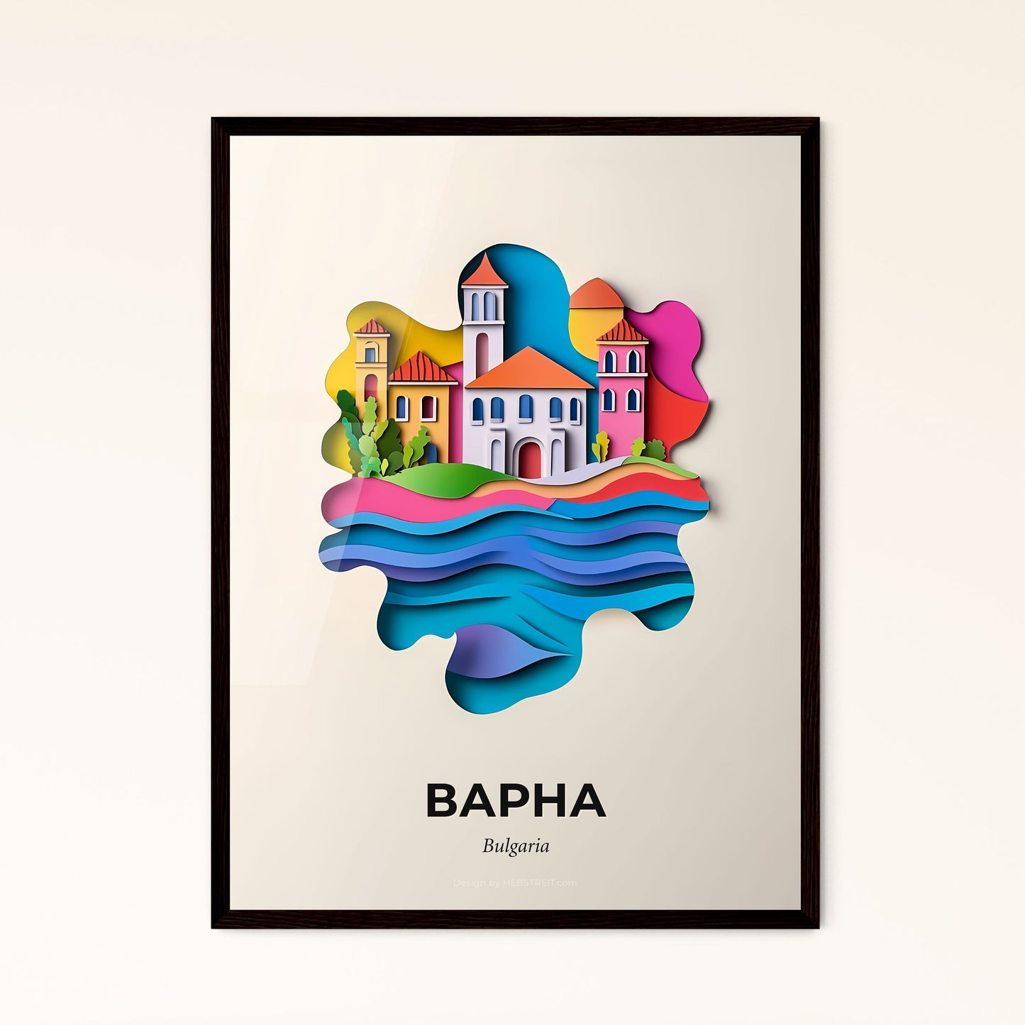 Vivid Varna, Bulgaria - a paper cut of a small town on a beach