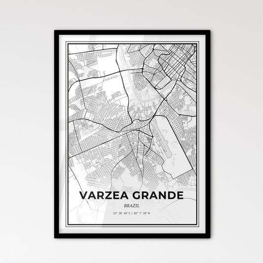 Varzea Grande Brazil - Scandinavian Style City Map for Modern Home Decor