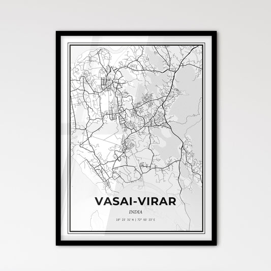 Vasai-Virar India - Scandinavian Style City Map for Modern Home Decor