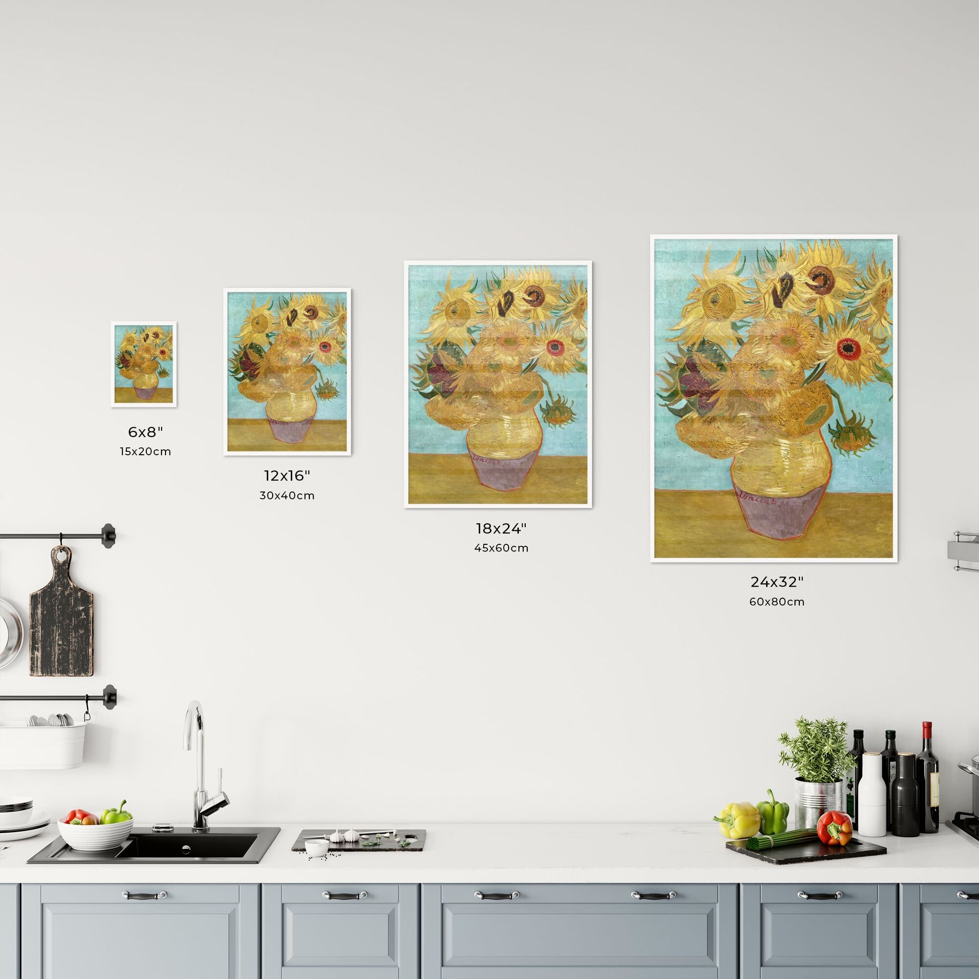 Vase with Twelve Sunflowers – Vincent van Gogh Size Chart