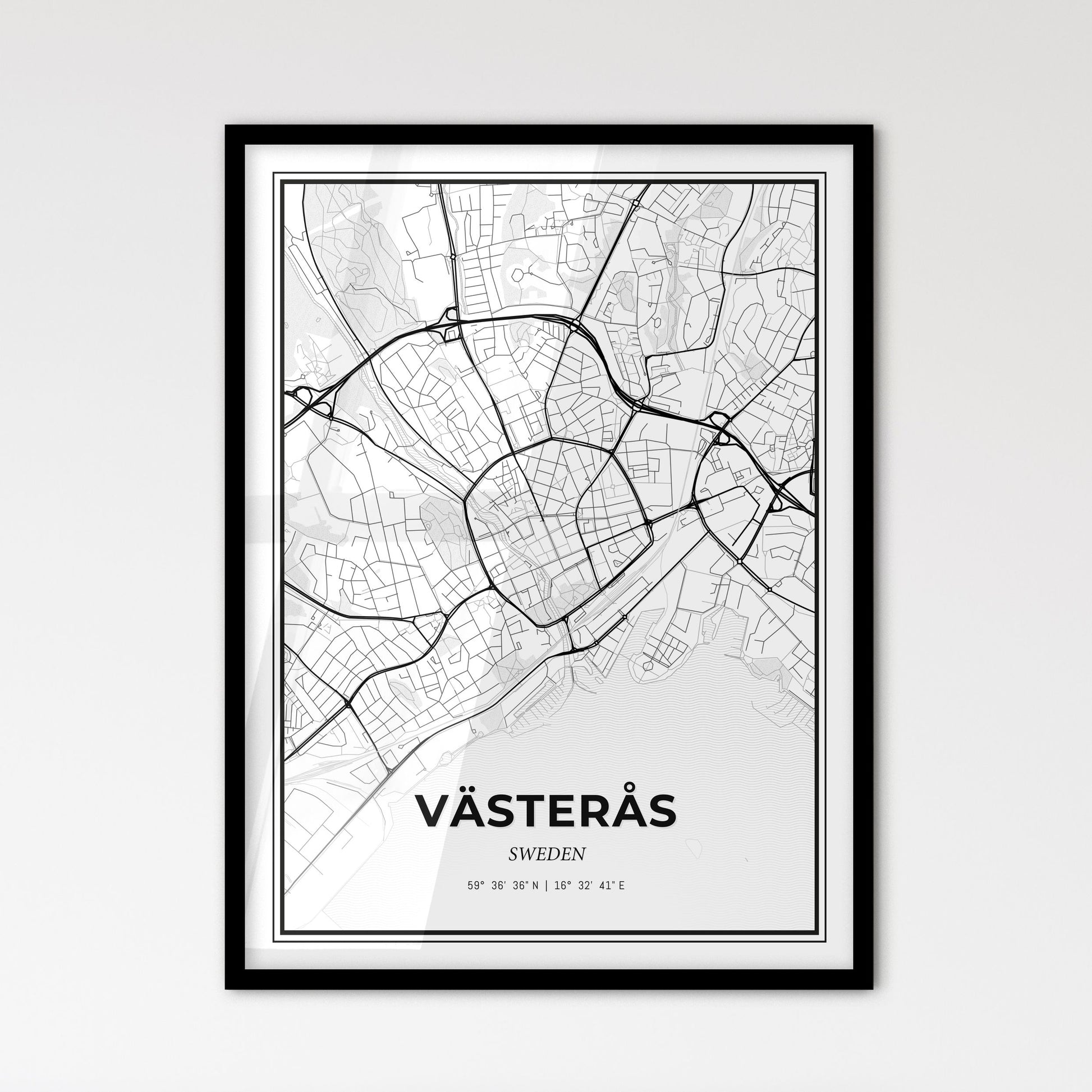 Västerås Sweden - Scandinavian Style City Map for Modern Home Decor