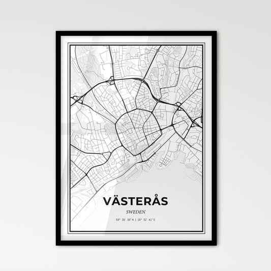 Västerås Sweden - Scandinavian Style City Map for Modern Home Decor