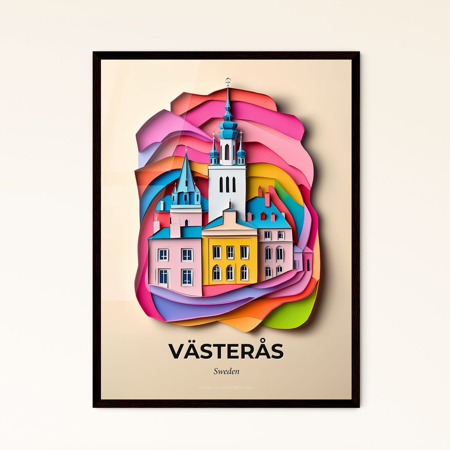 Vivid Västerås, Sweden - a paper cut of a building with a clock on top