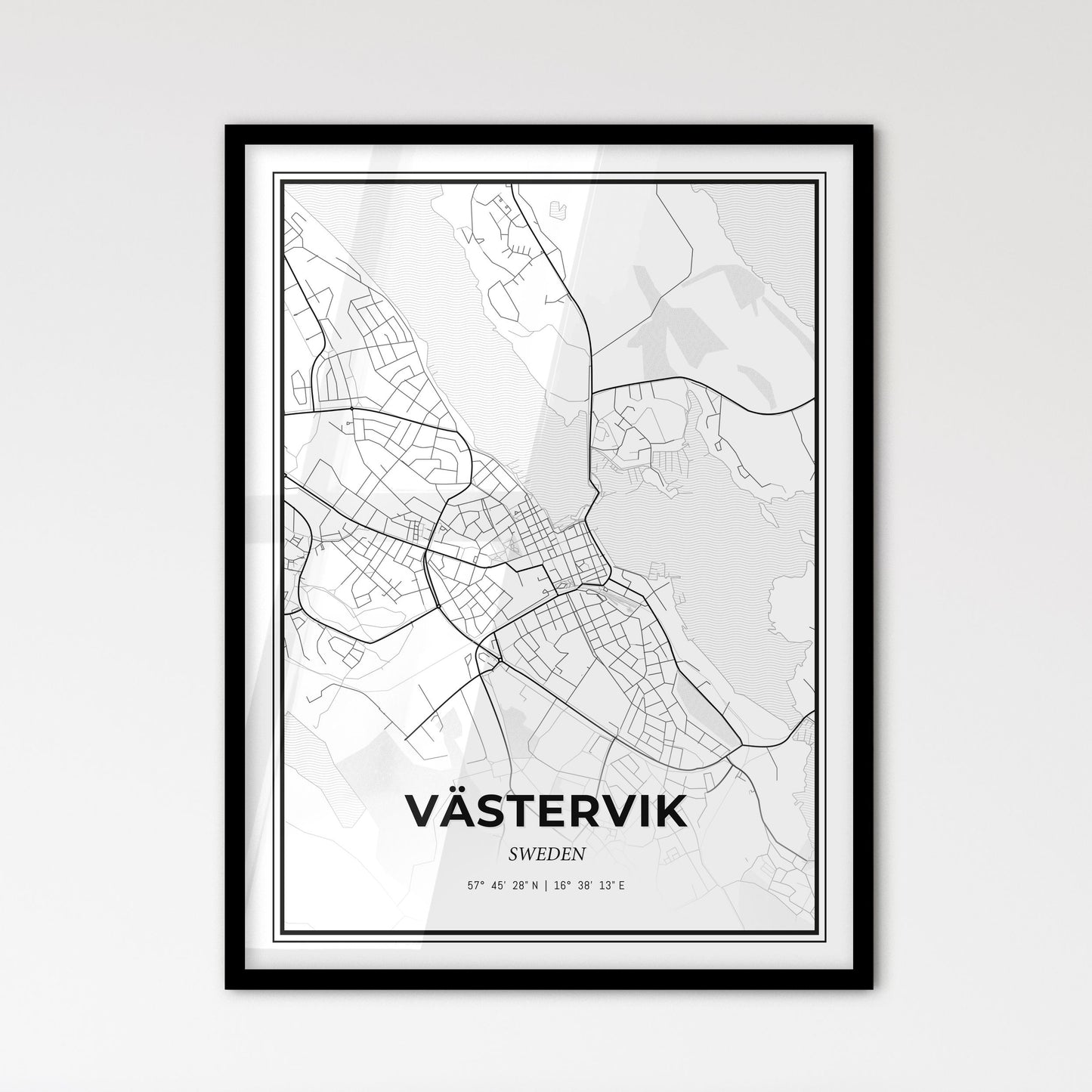 Västervik Sweden - Scandinavian Style City Map for Modern Home Decor