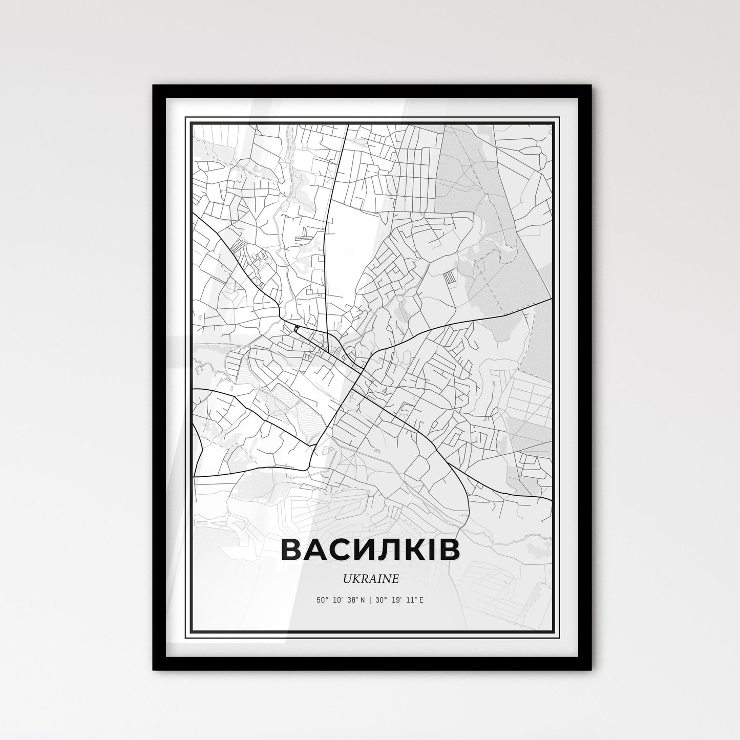 Vasylkiv Ukraine - Scandinavian Style City Map for Modern Home Decor