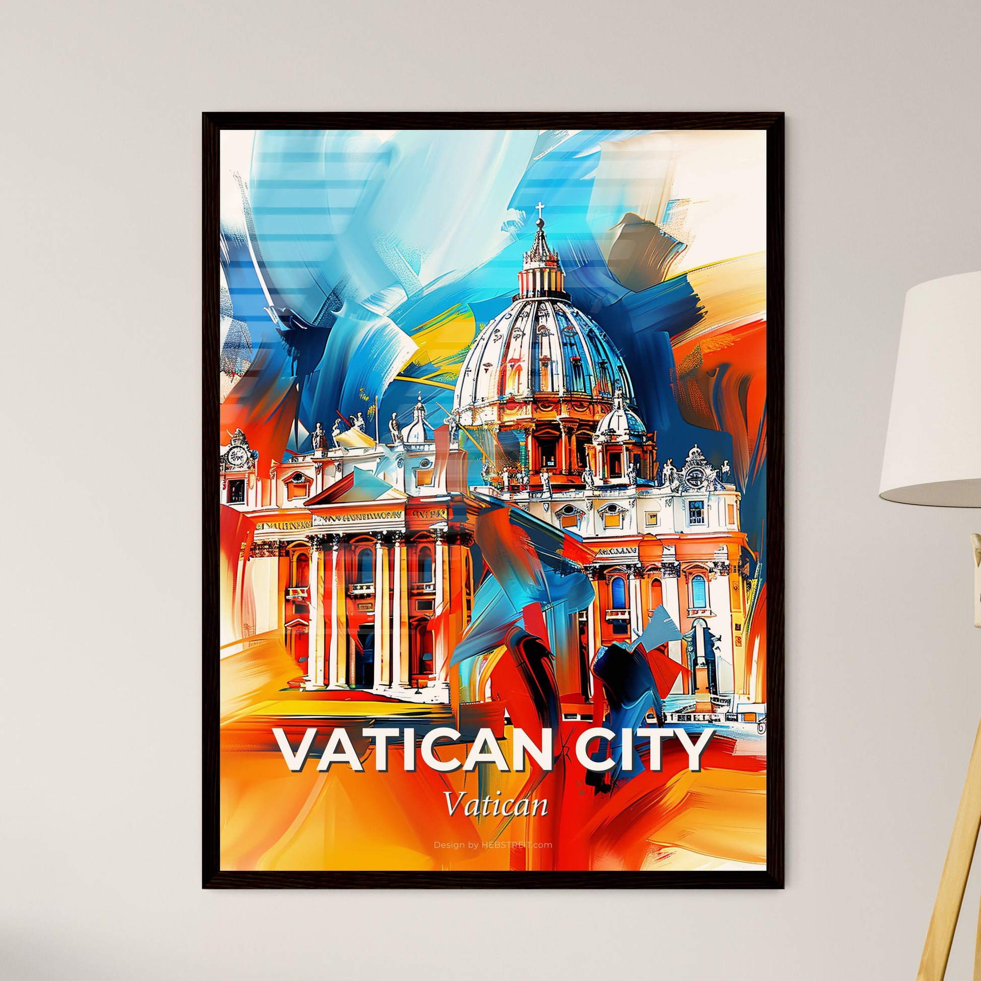 Vibrant Vatican City, Vatican - A Painting Of A Building With A Dome