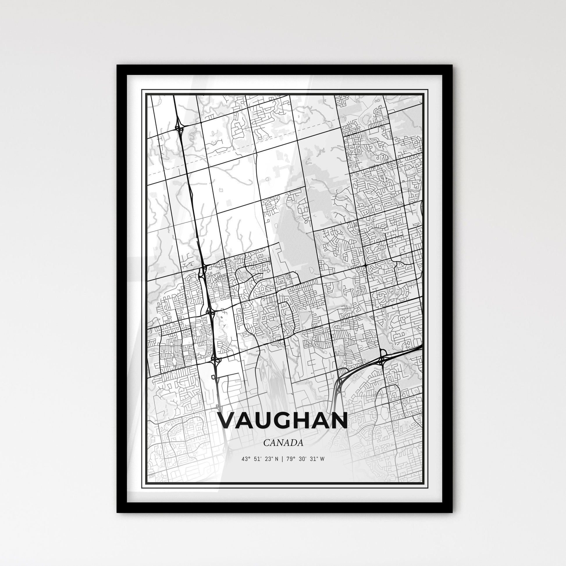 Vaughan Canada - Scandinavian Style City Map for Modern Home Decor