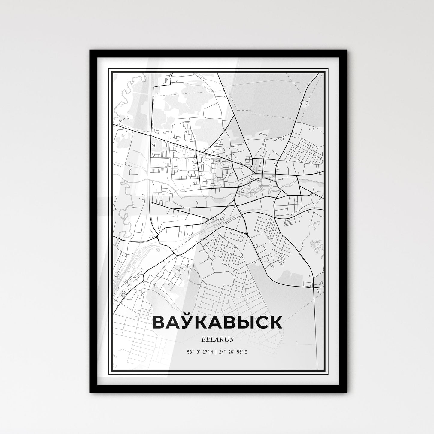 Vawkavysk Belarus - Scandinavian Style City Map for Modern Home Decor