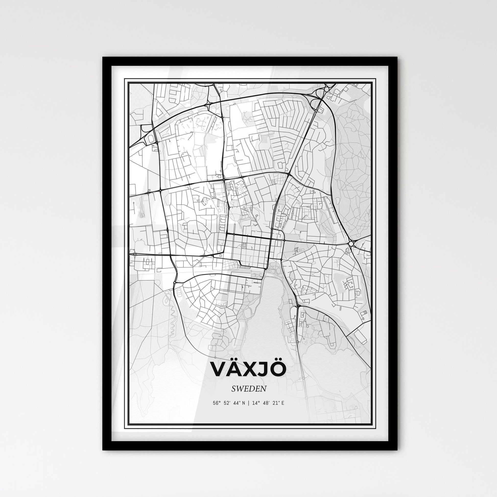 Växjö Sweden - Scandinavian Style City Map for Modern Home Decor