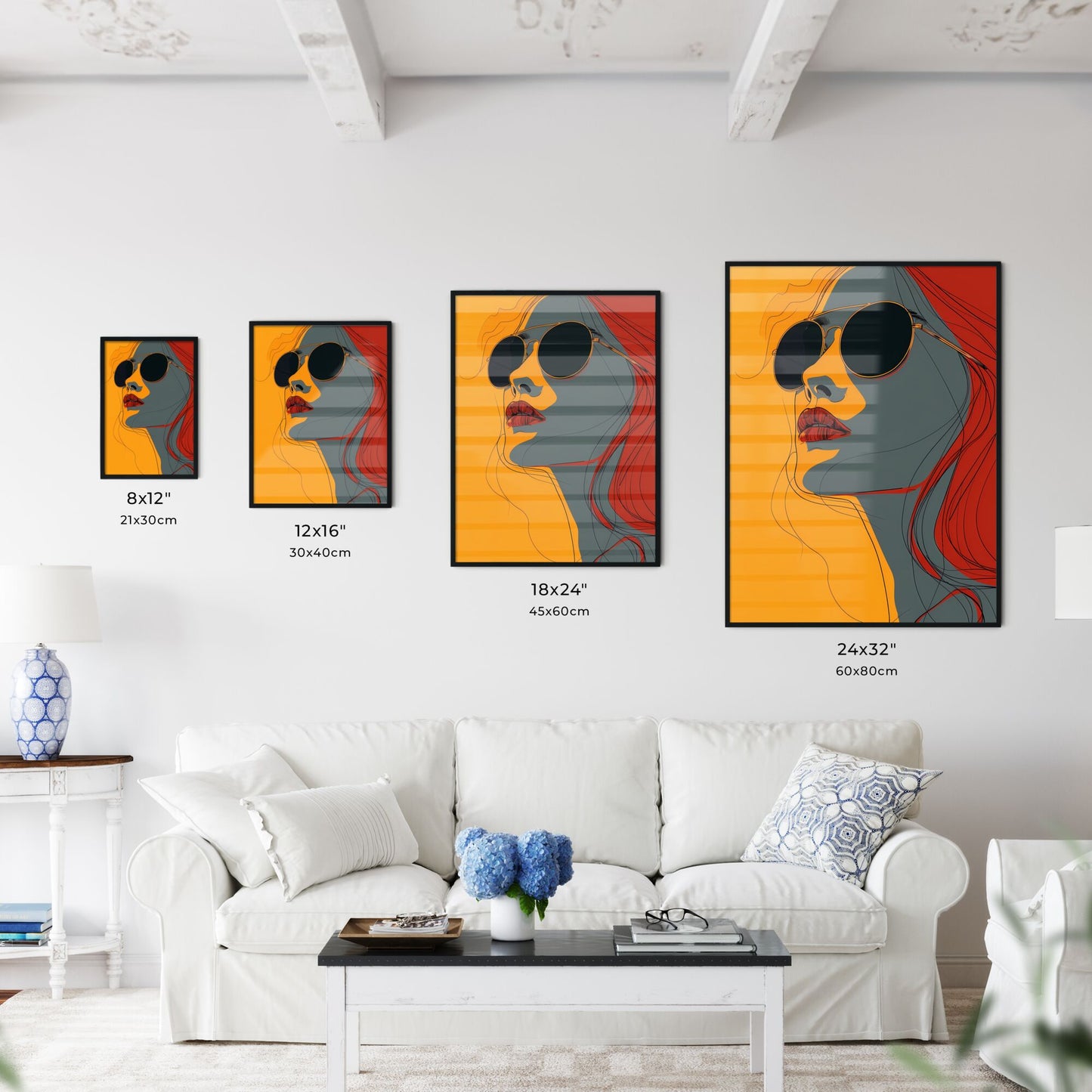 Geometric Abstract Art: Minimalistic 60s Girl Poster with Vibrant Geometric Shapes and Sunglasses Default Title