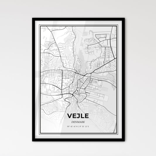 Vejle Denmark - Scandinavian Style City Map for Modern Home Decor