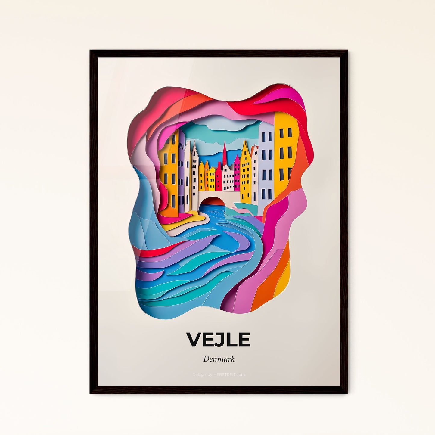 Vivid Vejle, Denmark - a paper cut of a city with a river