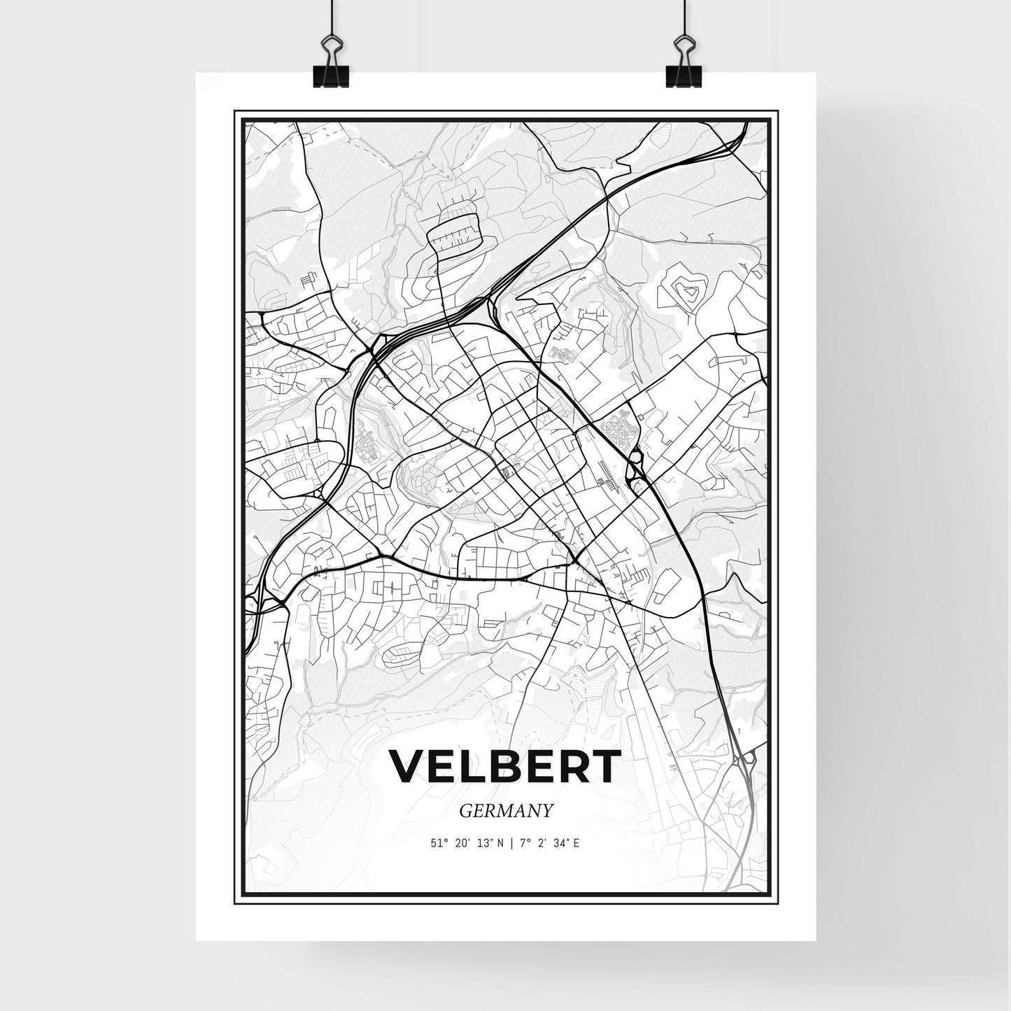 Velbert Germany - Premium City Map Poster