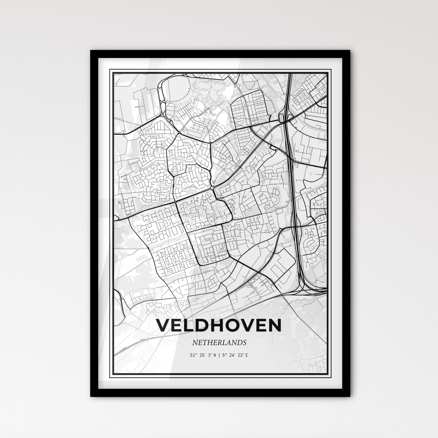  Veldhoven Netherlands - Scandinavian Style City Map for Modern Home Decor