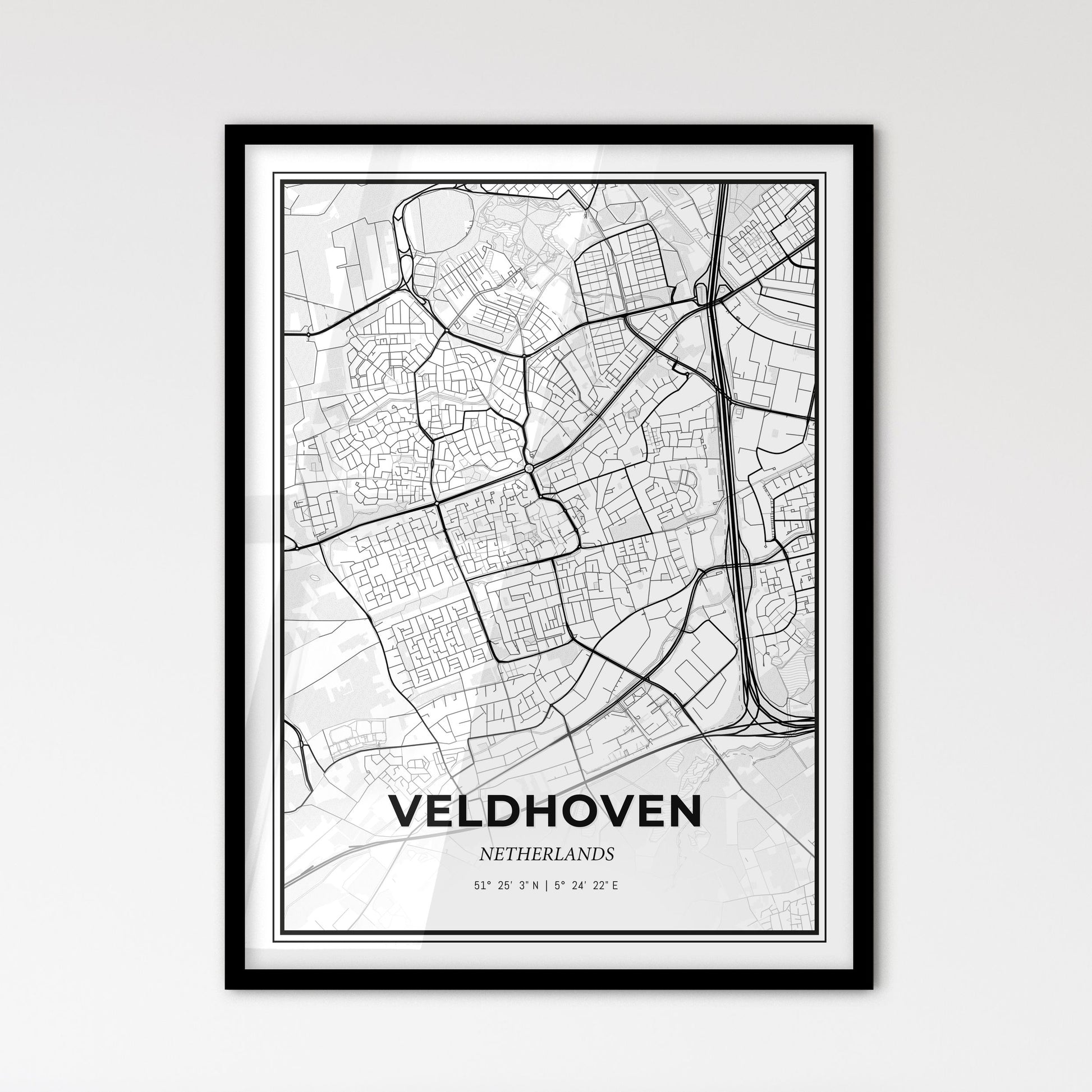  Veldhoven Netherlands - Scandinavian Style City Map for Modern Home Decor