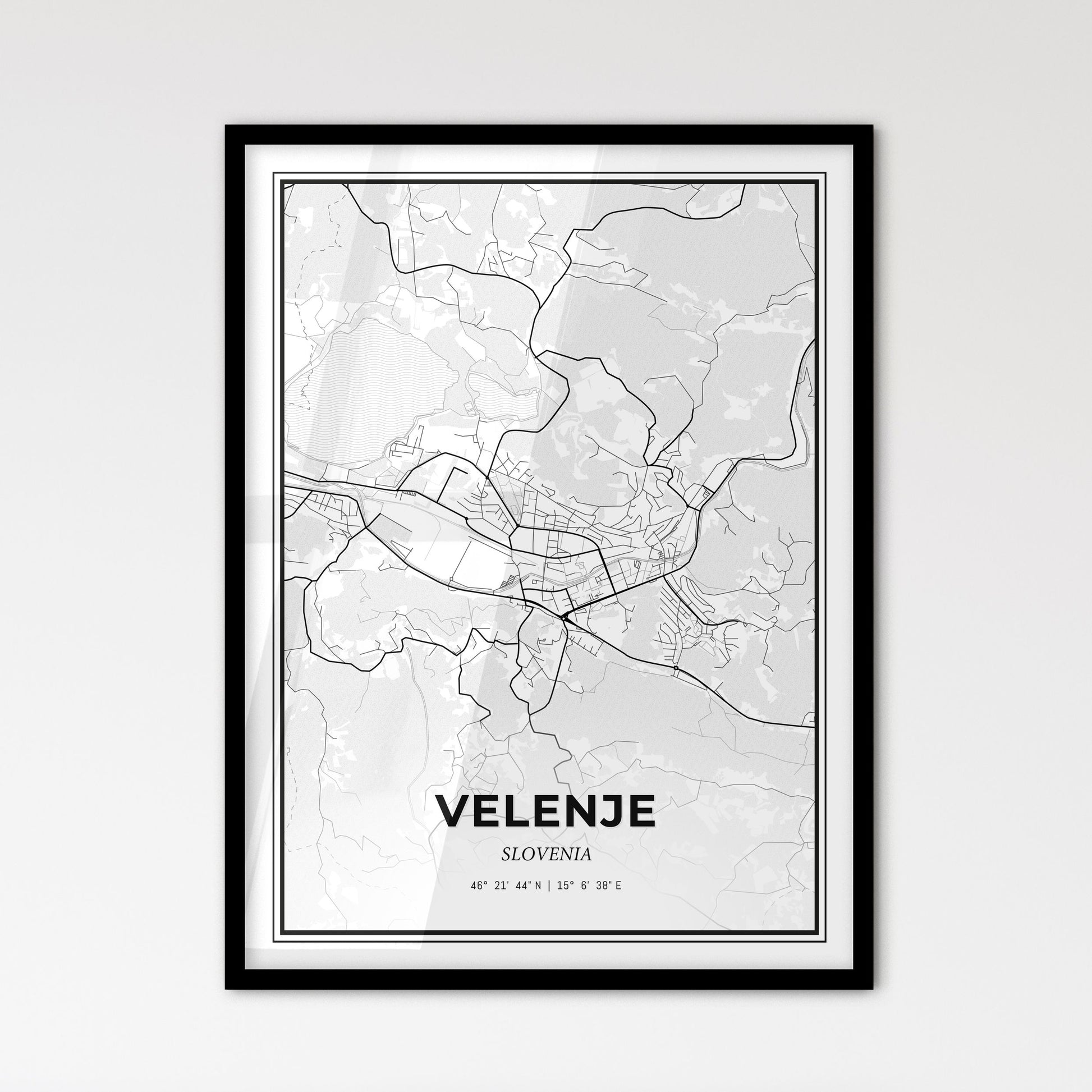 Velenje Slovenia - Scandinavian Style City Map for Modern Home Decor