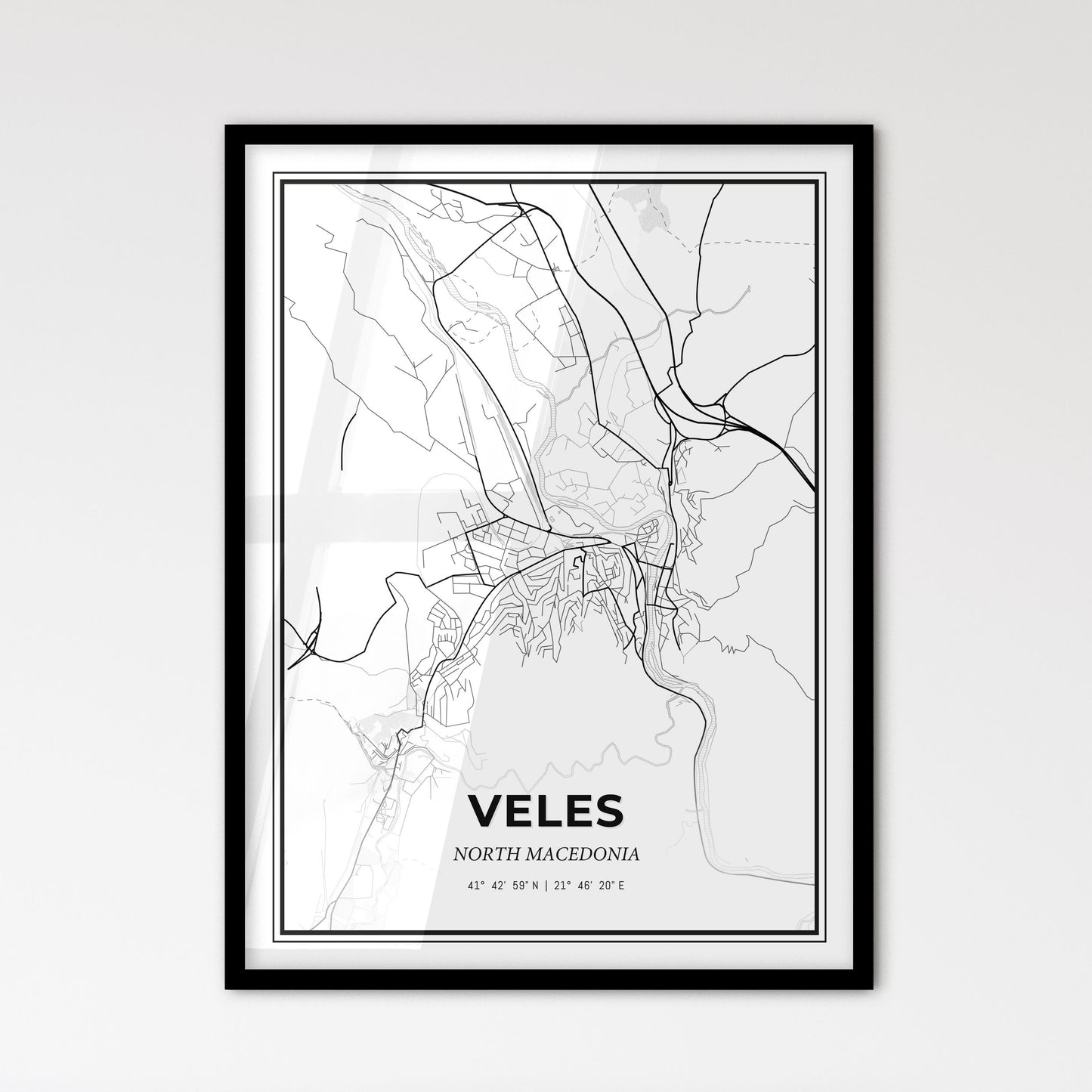 Veles North Macedonia - Scandinavian Style City Map for Modern Home Decor