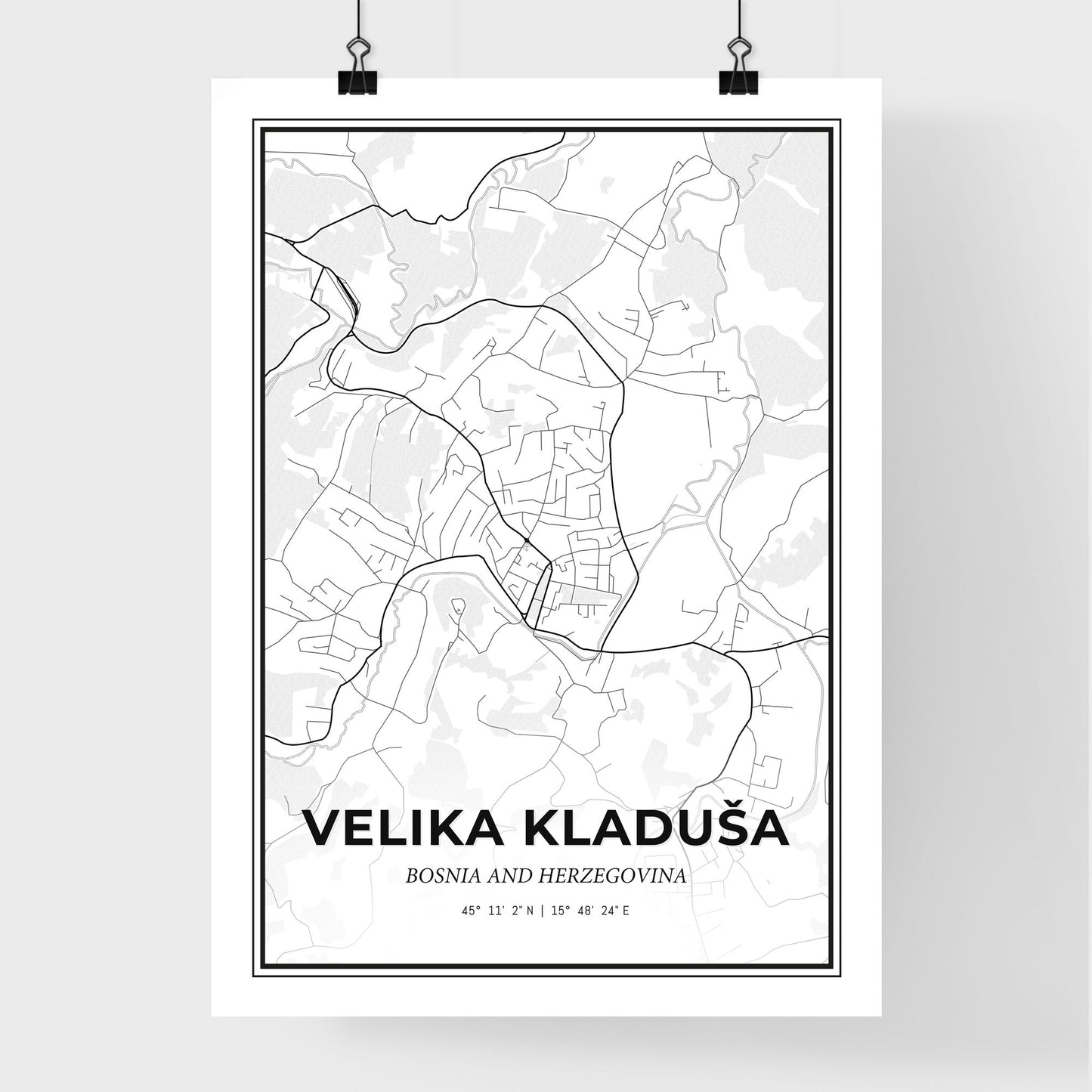 Velika Kladuša Bosnia and Herzegovina - Premium City Map Poster