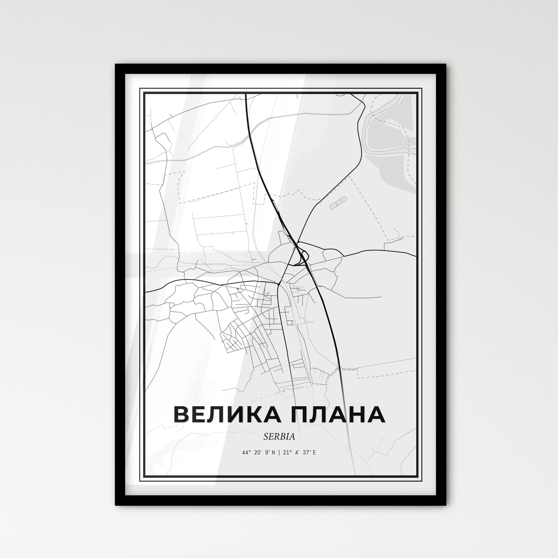 Velika Plana Serbia - Scandinavian Style City Map for Modern Home Decor