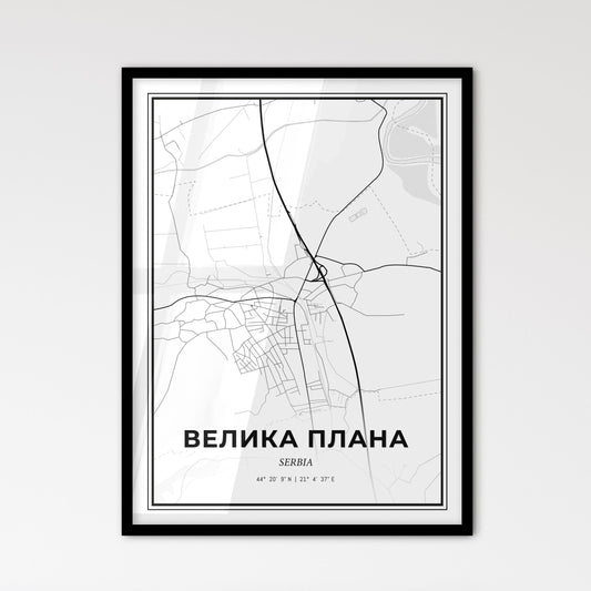 Velika Plana Serbia - Scandinavian Style City Map for Modern Home Decor