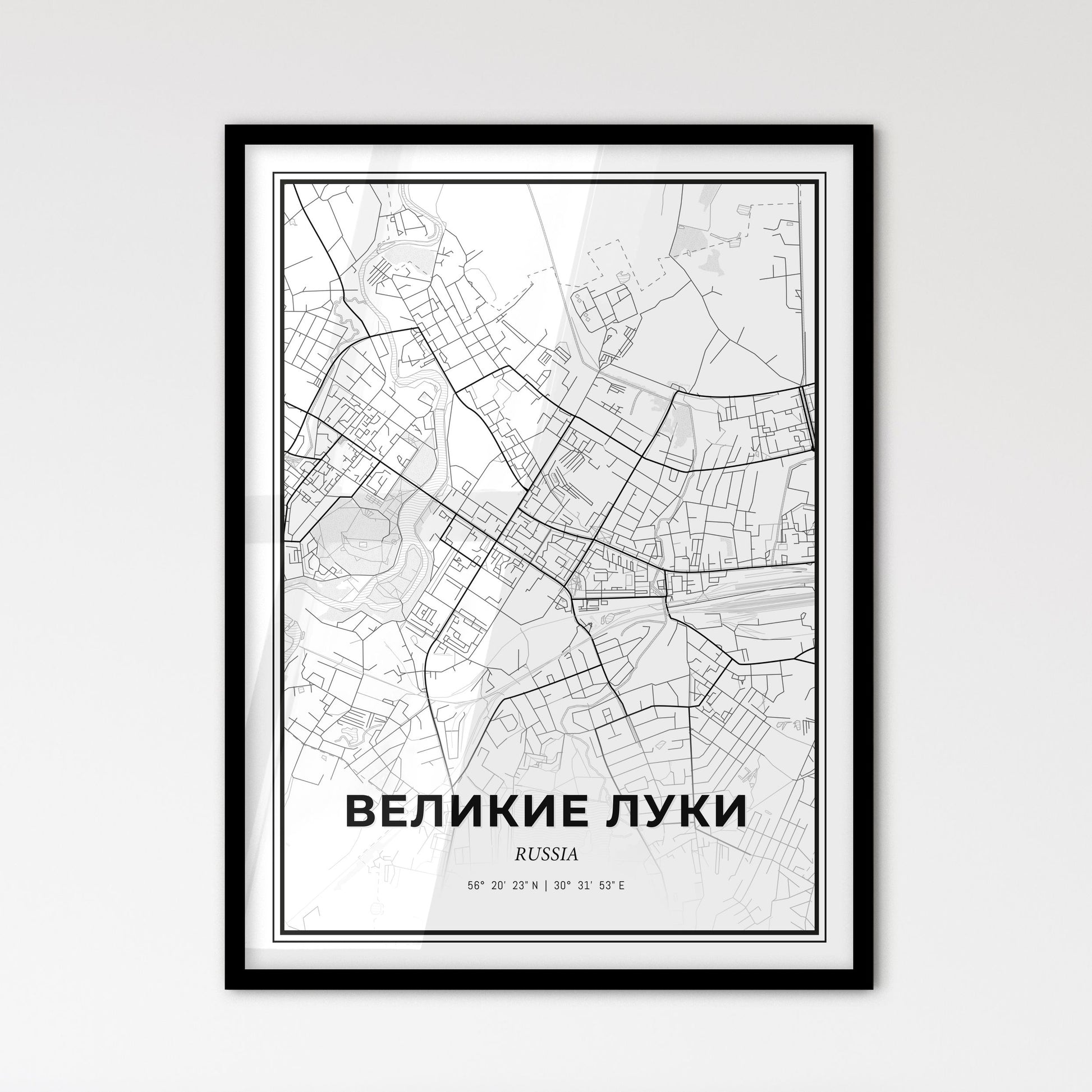 Velikiye Luki Russia - Scandinavian Style City Map for Modern Home Decor