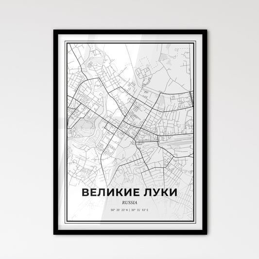 Velikiye Luki Russia - Scandinavian Style City Map for Modern Home Decor