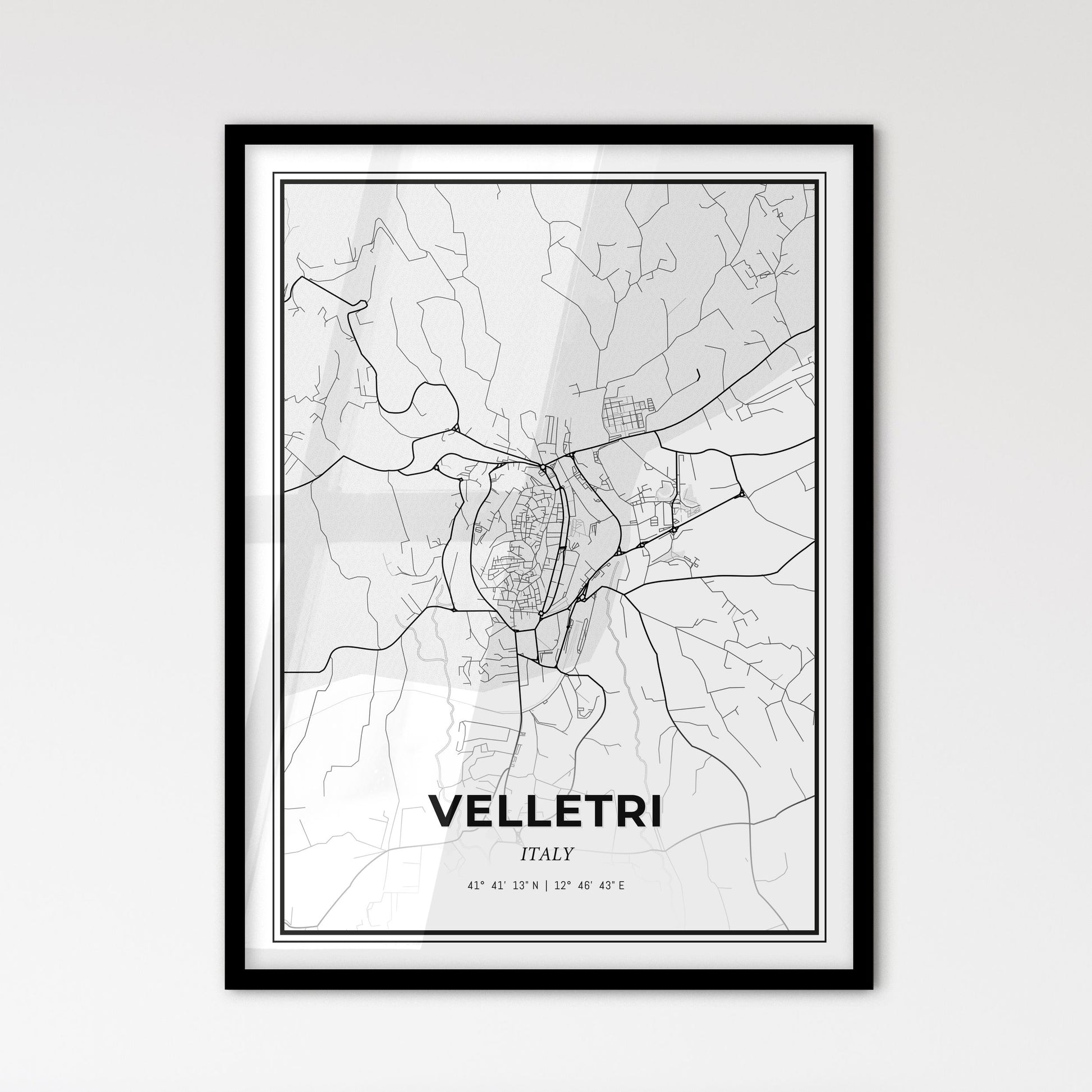 Velletri Italy - Scandinavian Style City Map for Modern Home Decor