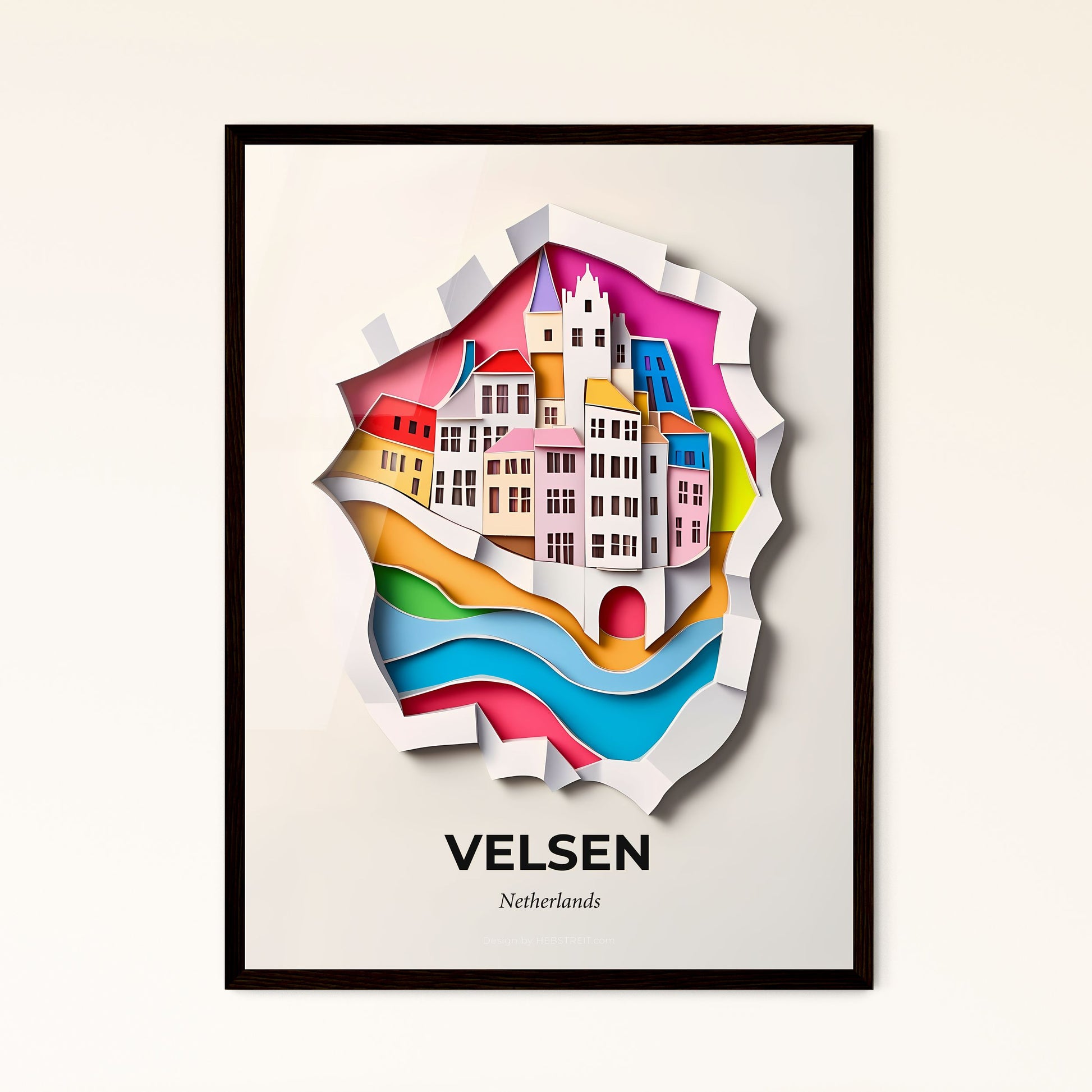 Vivid Velsen, Netherlands - a paper cut of a city with a river