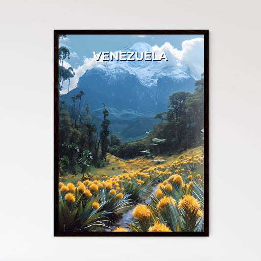 Vibrant South American Mountain Artwork Featuring Yellow Flowers
