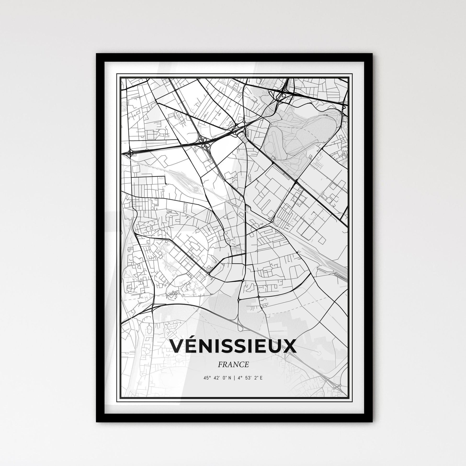 Vénissieux France - Scandinavian Style City Map for Modern Home Decor