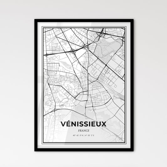 Vénissieux France - Scandinavian Style City Map for Modern Home Decor