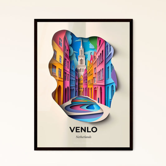 Vivid Venlo, Netherlands - a paper cut of a city street with a clock tower