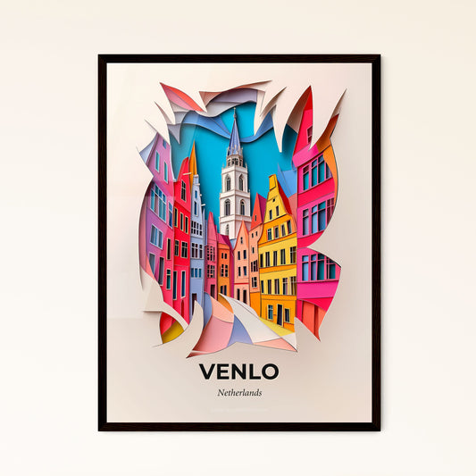 Vivid Venlo, Netherlands - a paper cut of a city with a clock tower