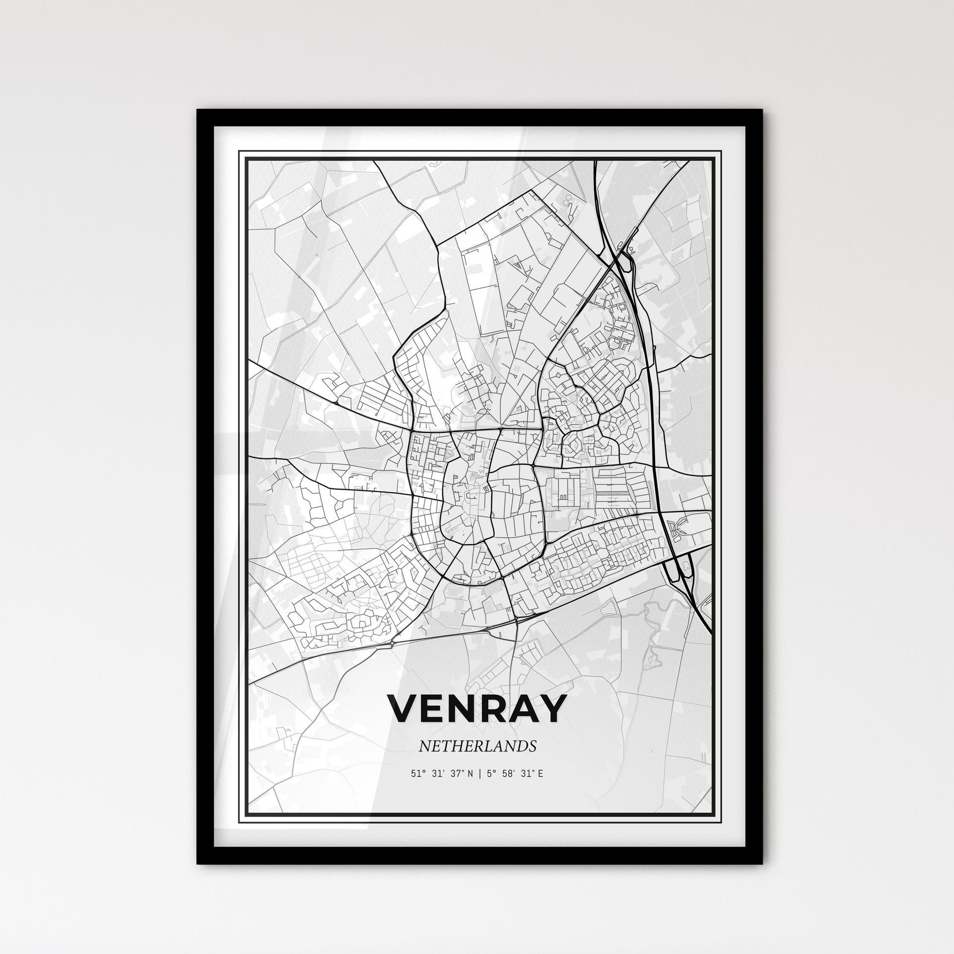  Venray Netherlands - Scandinavian Style City Map for Modern Home Decor