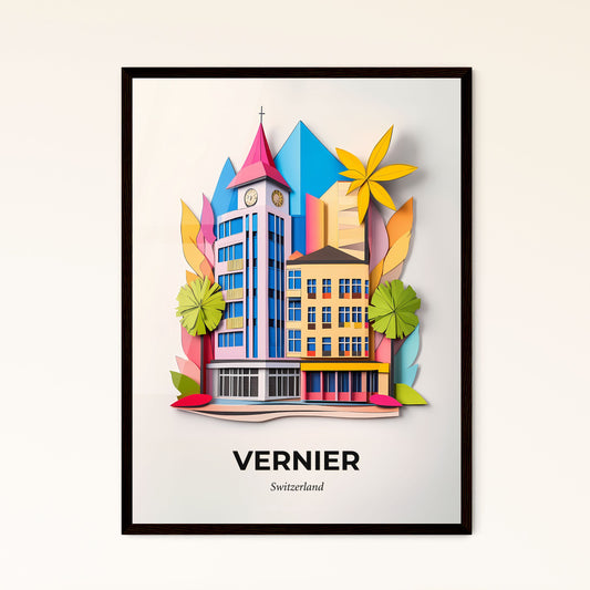 Vivid Vernier, Switzerland - a building with a clock on the top of it