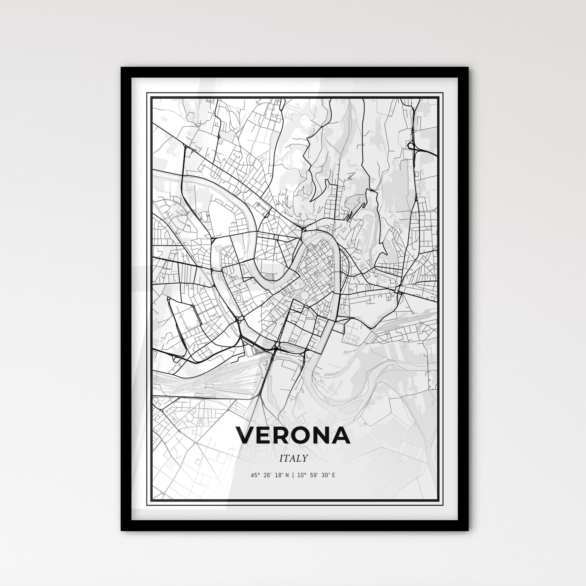 Verona Italy - Scandinavian Style City Map for Modern Home Decor