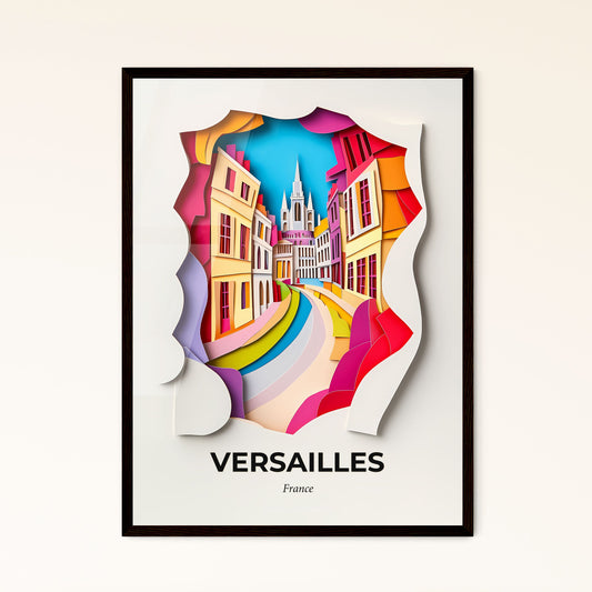 Vivid Versailles, France - a paper cut of a city street with a church