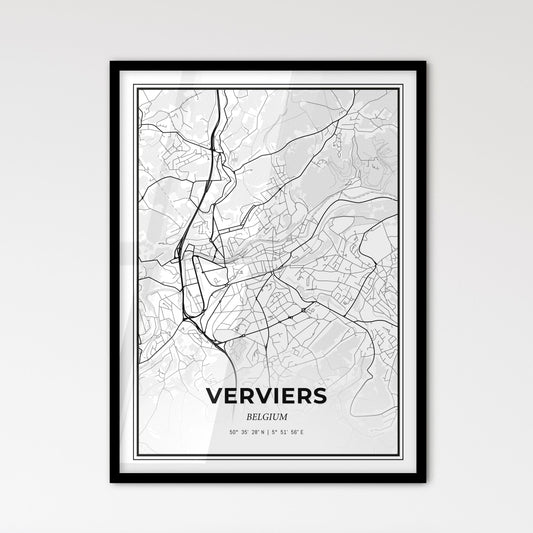 Verviers Belgium - Scandinavian Style City Map for Modern Home Decor