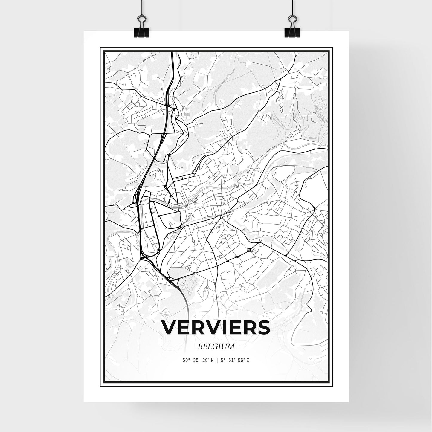 Verviers Belgium - Premium City Map Poster