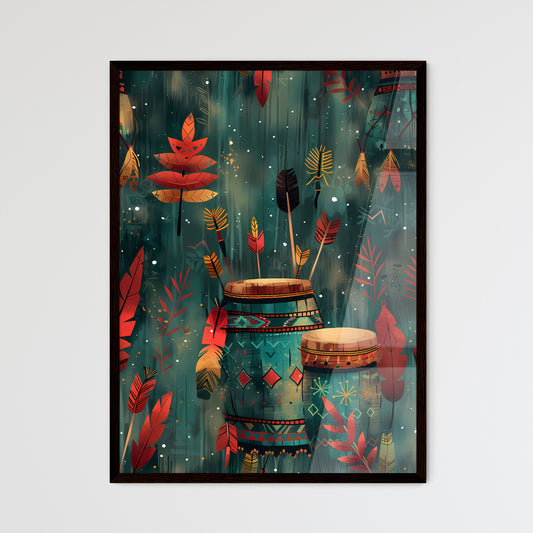 Native American Drums and Arrows Seamless Pa - Framed Art Print