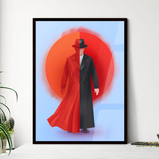 Minimalist Art - Vibrant Painting - Man in Coat and Hat - Artistic Stock Image Default Title