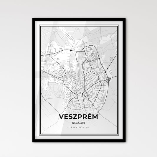 Veszprém Hungary - Scandinavian Style City Map for Modern Home Decor